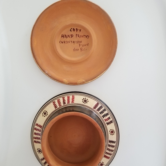 Vintage Handpainted Corinthian Pyxis 600 BC Pottery, copy - Picture 5 of 7